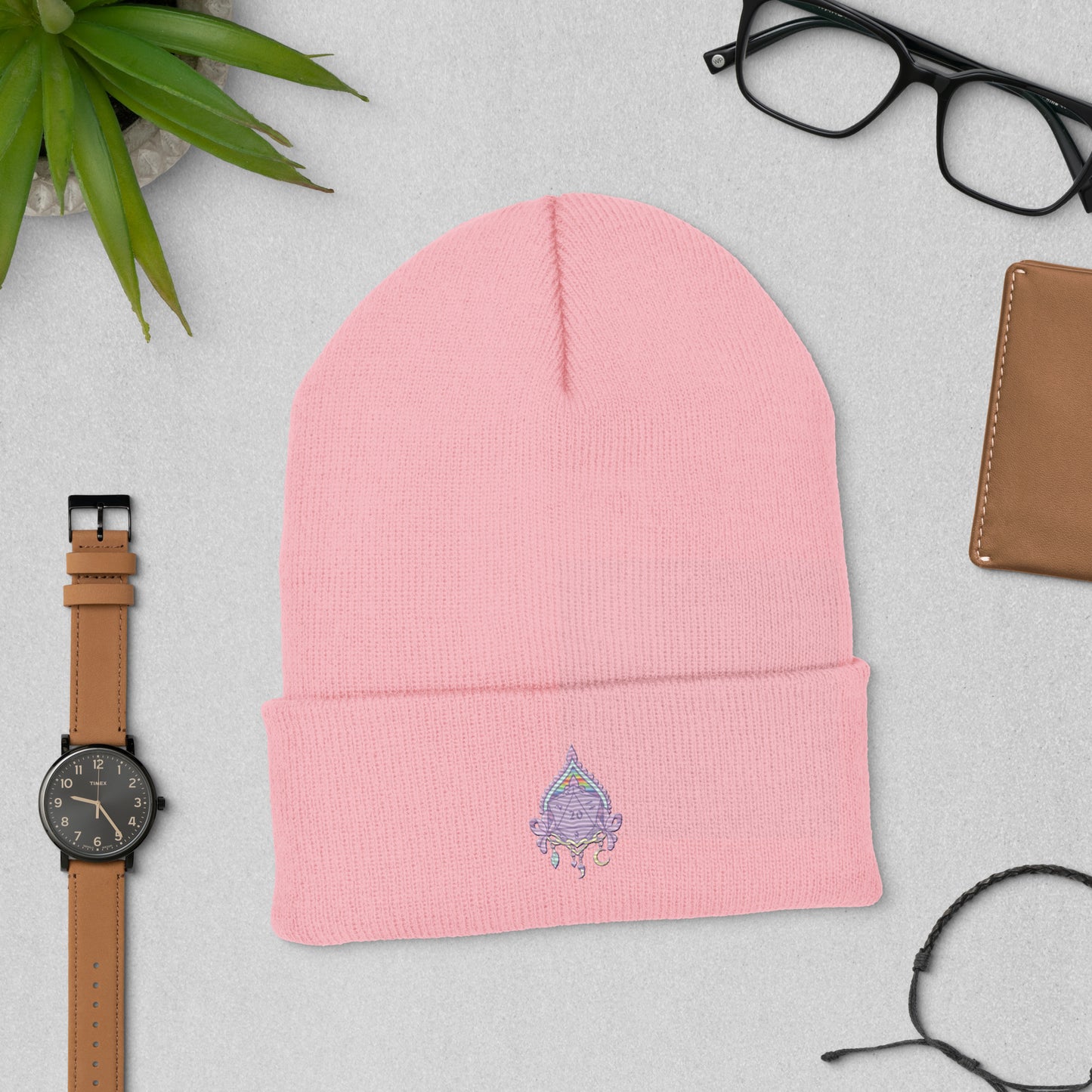 Whimsical D20 Cuffed Beanie