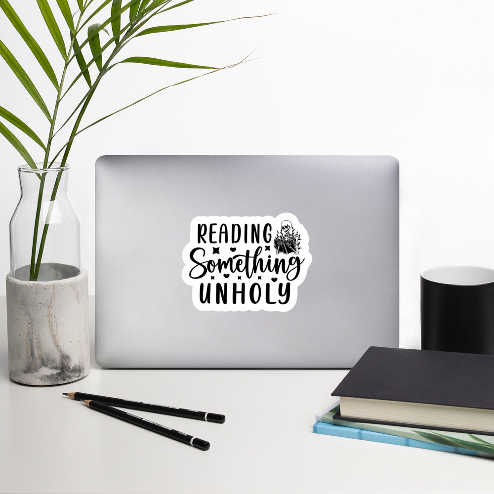 Reading something Unholy Skeleton Sticker
