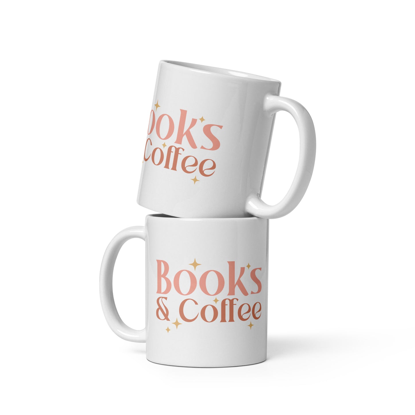 Books & Coffee White Glossy Mug