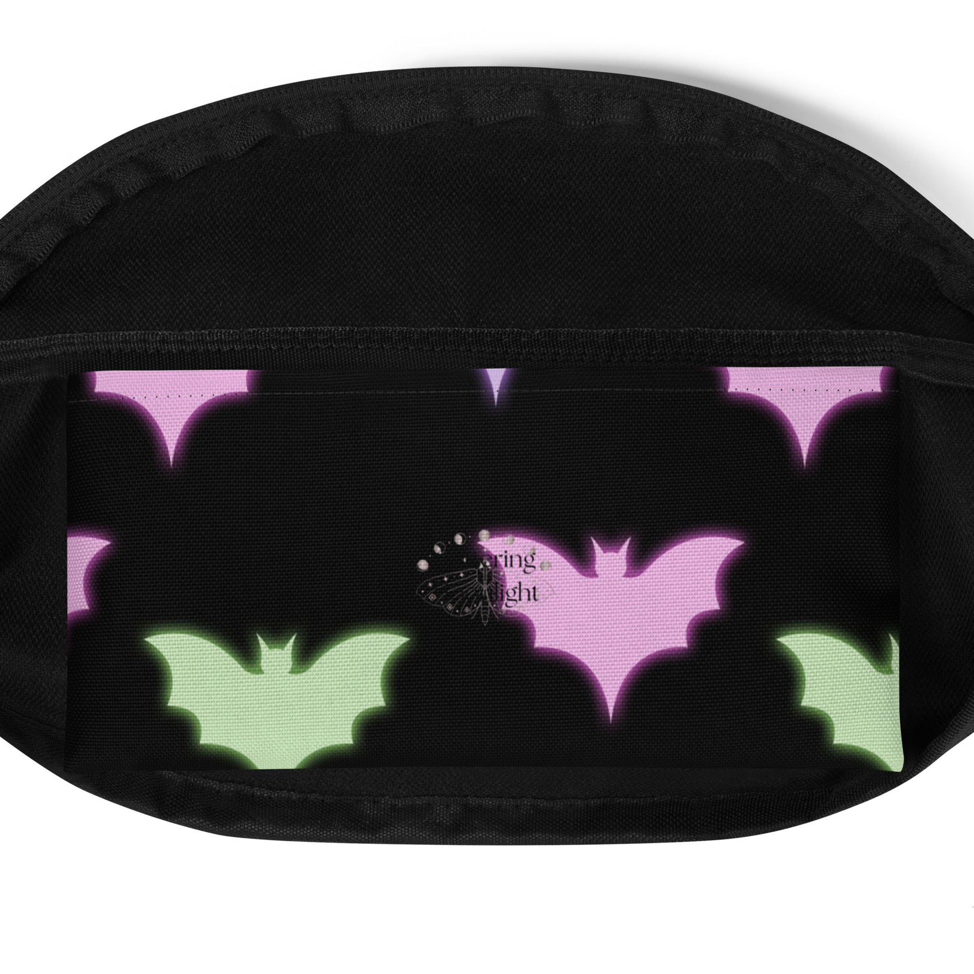 Neon Bat Fanny Pack inside pocket view