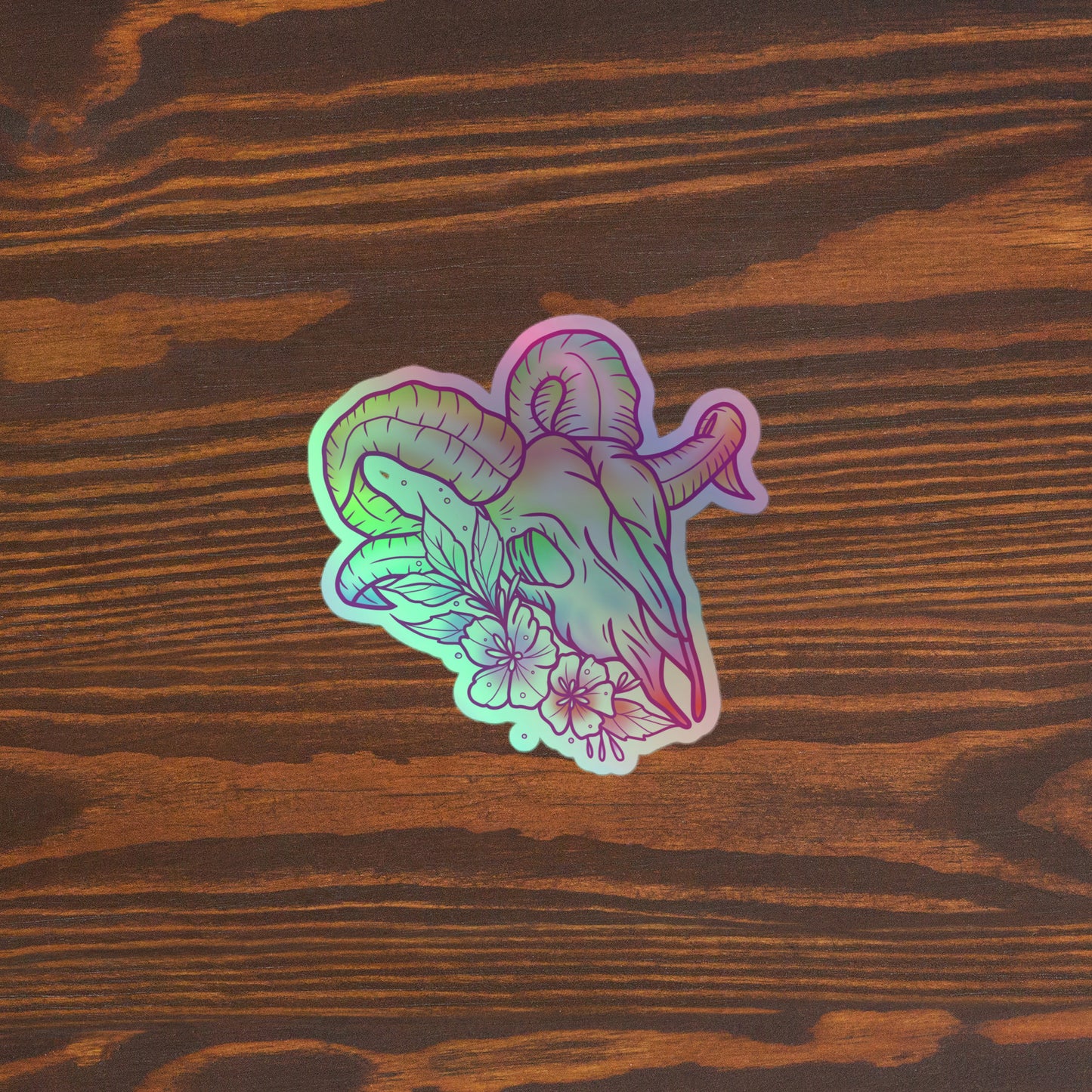 Ram Skull Holographic sticker